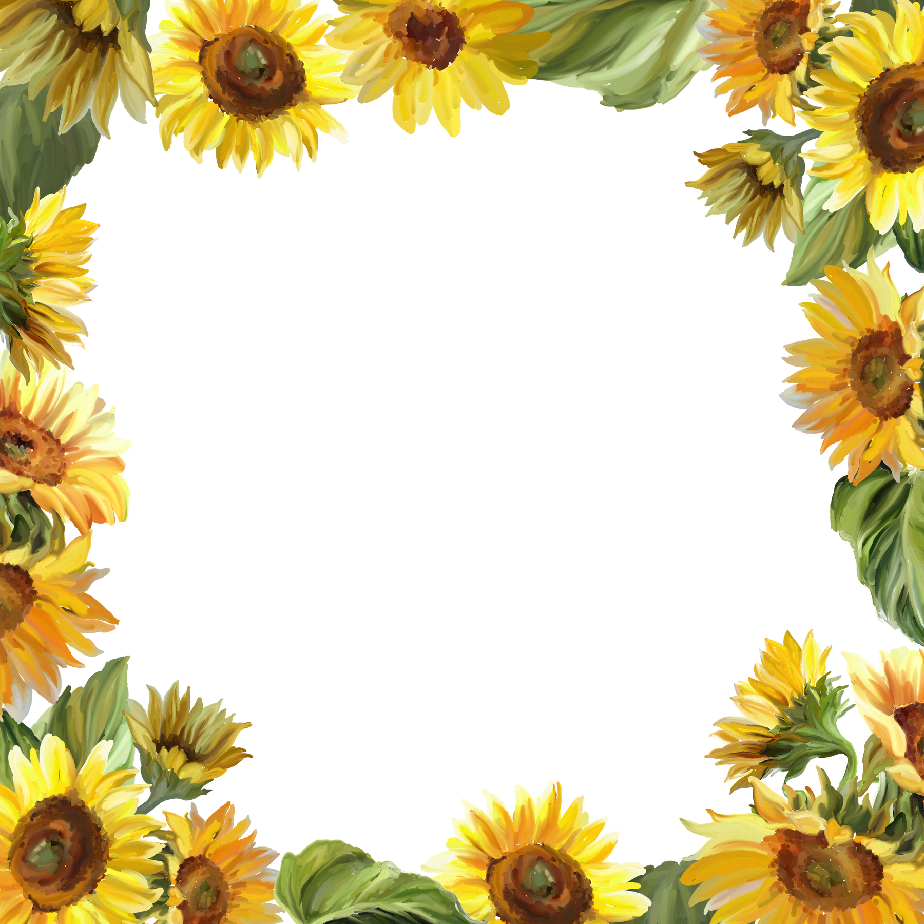 Frame with yellow sunflowers